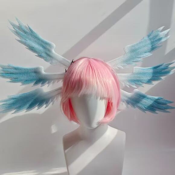 6x Blue Angel Wings lightweight Foam Anime Cosplay Prop Headpiece Hair Clips